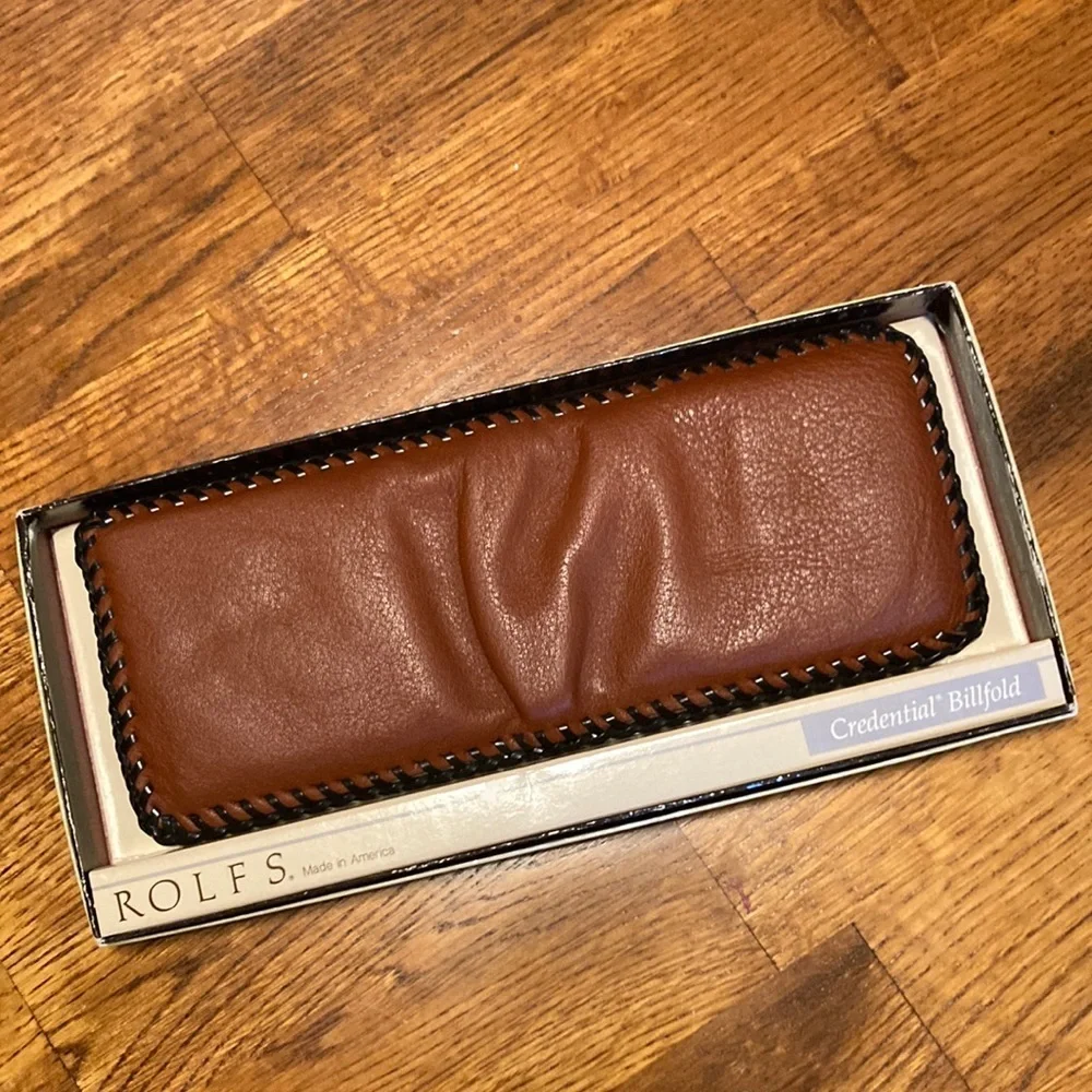 copy🌸NIB ROLFS Vintage Leather Wallet Made In USA